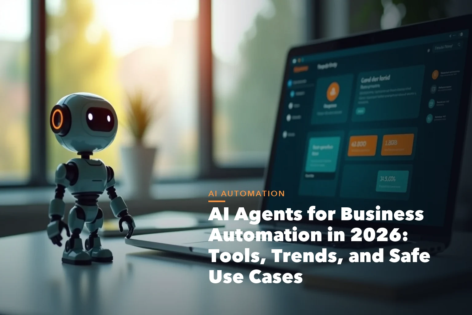 AI agents business automation visual showing supervised agents tools workflows and human review controls