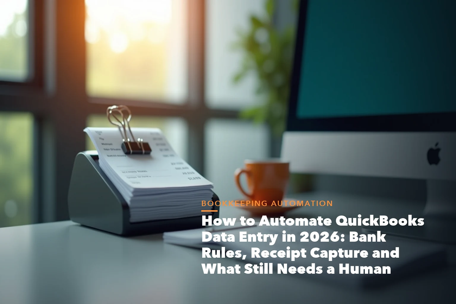 Business guide visual with process steps and compliance records for How Automate QuickBooks Data Entry 2026 Bank