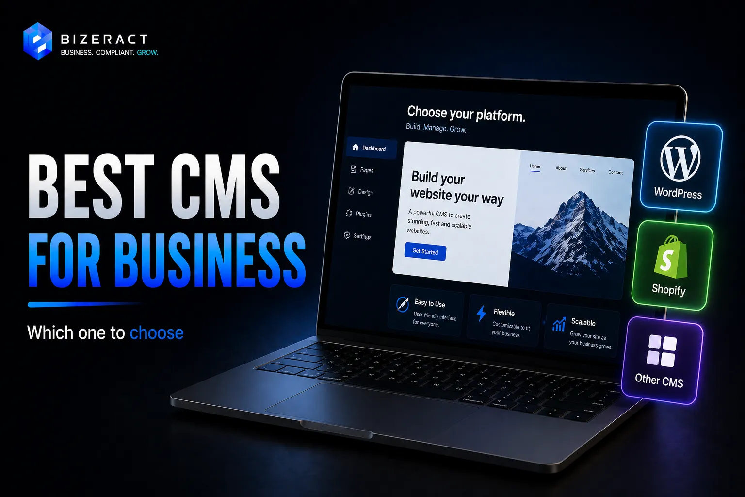 Best CMS for small business visual comparing WordPress Shopify and other website platforms