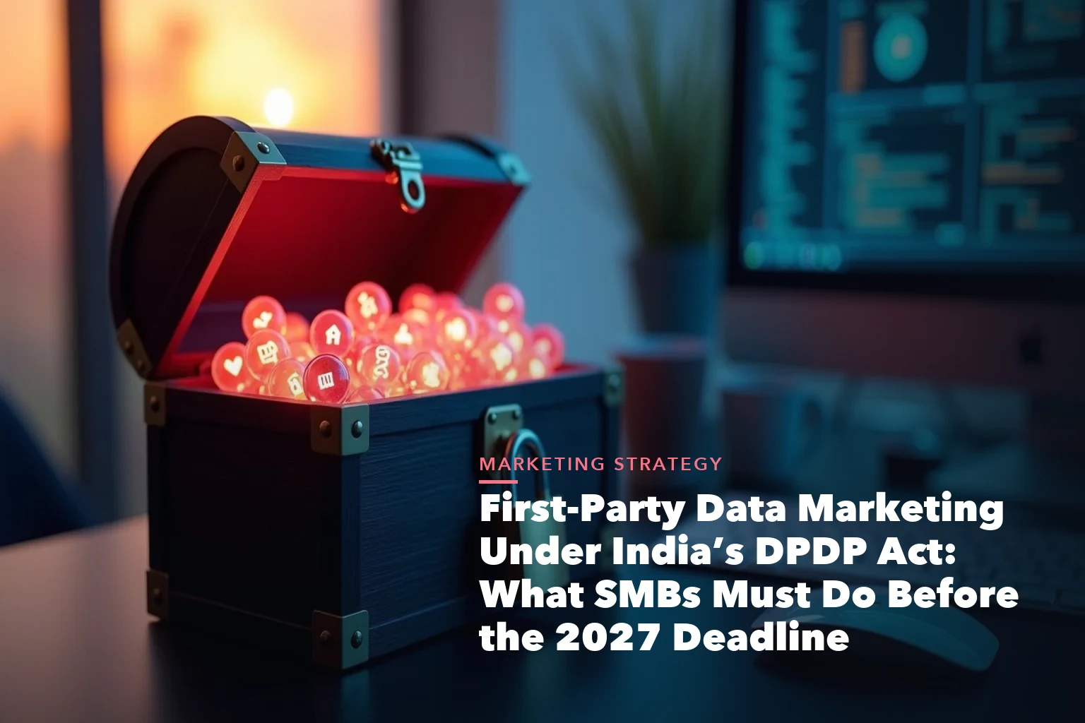 Business guide visual with process steps and compliance records for First-Party Data Marketing Under India’s