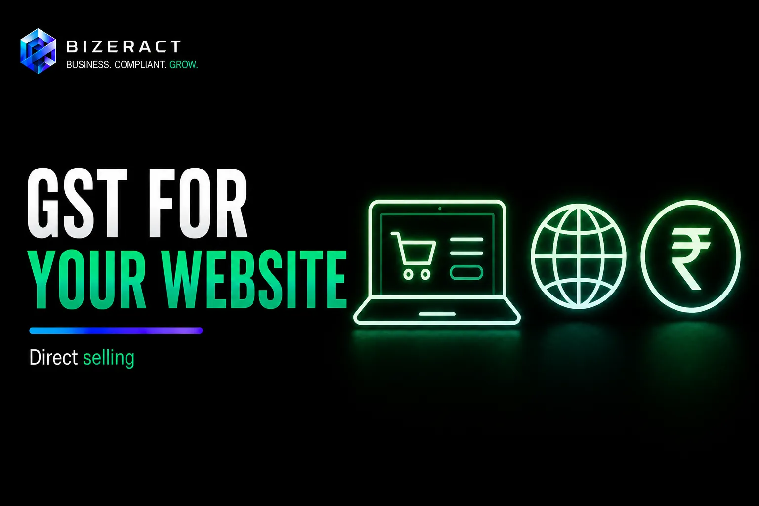 GST for your website visual showing direct online selling website cart and rupee symbol