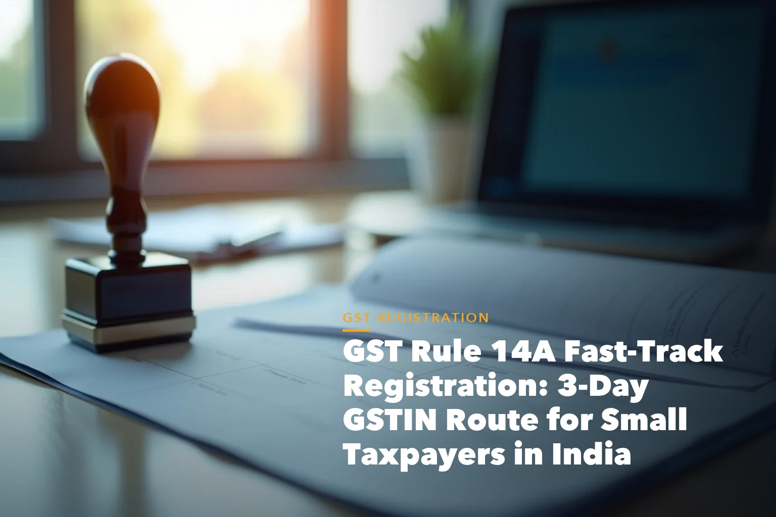GSTIN number format diagram showing state PAN entity and check digit for GST Rule 14A Fast-Track Registration 3-Day