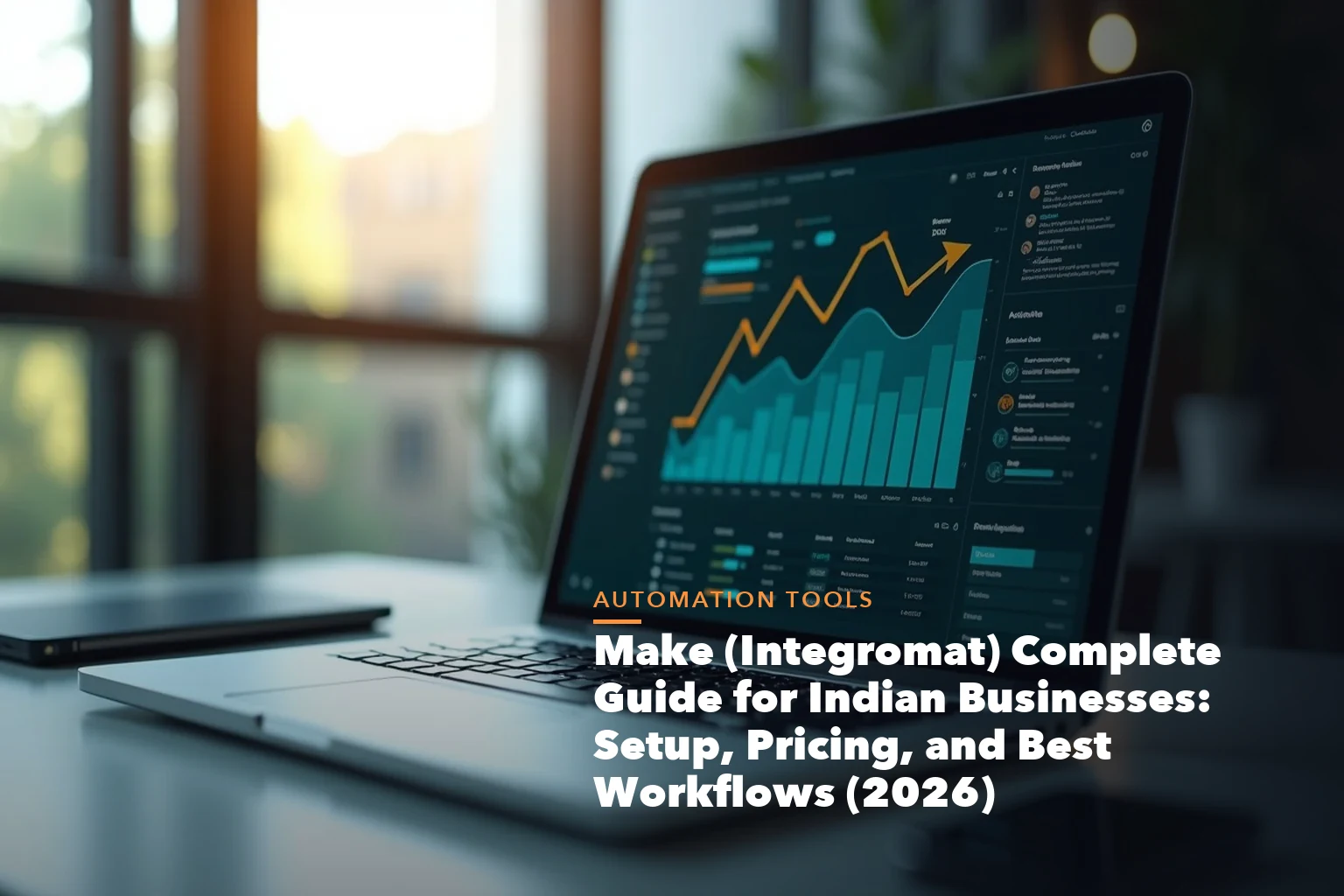 Make automation guide visual showing scenarios modules Razorpay WhatsApp Zoho and business workflow routing