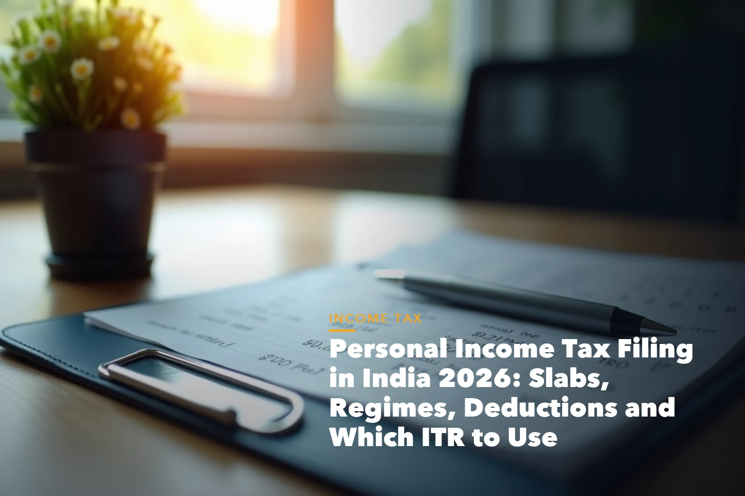 Income tax filing dashboard with ITR documents and verification steps for Personal Income Tax Filing India 2026 Slabs,