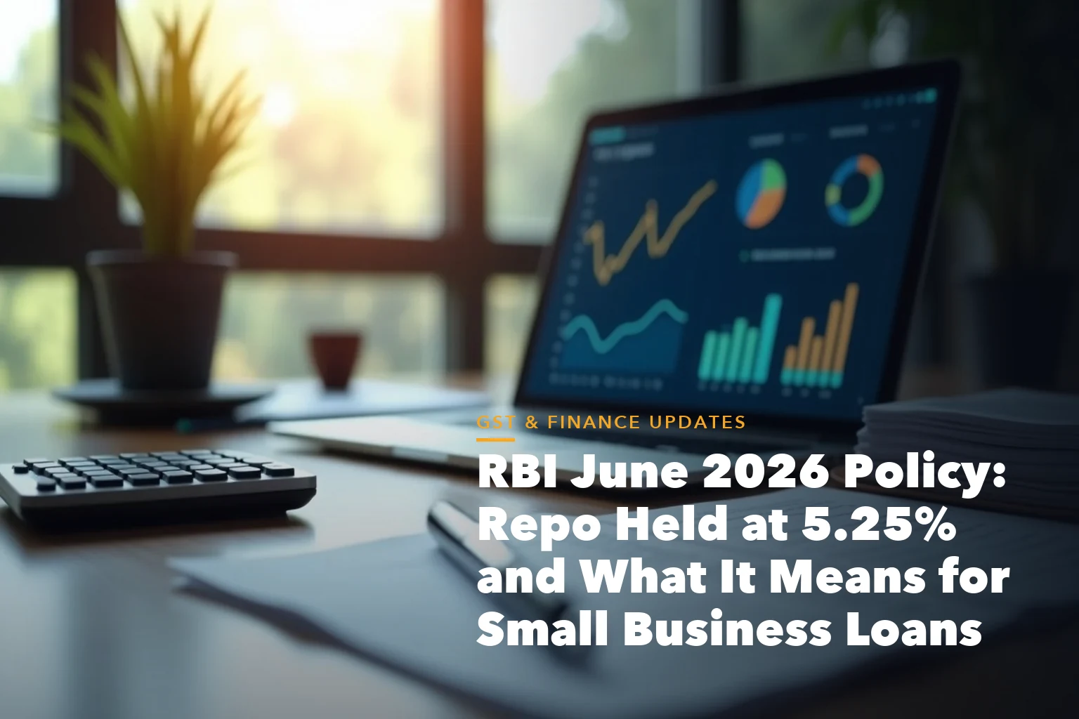 Business guide visual with process steps and compliance records for RBI June 2026 Policy Repo Held 5.25% and