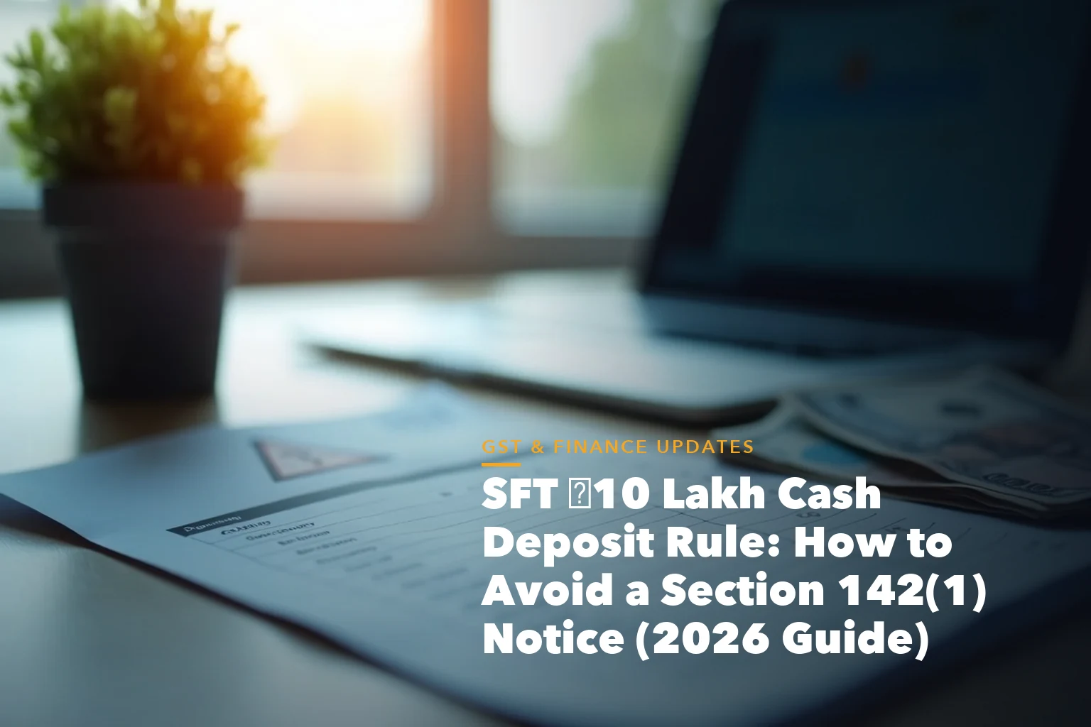 Business guide visual with process steps and compliance records for SFT ₹10 Lakh Cash Deposit Rule How Avoid