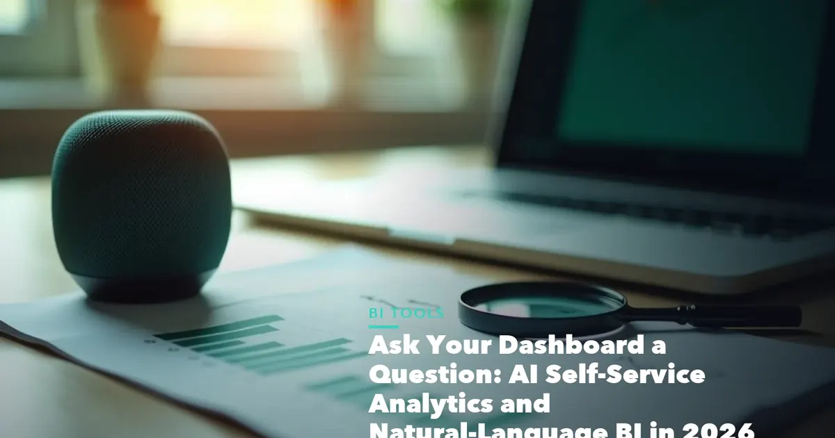 Business guide visual with process steps and compliance records for Ask Your Dashboard Question Self-Service