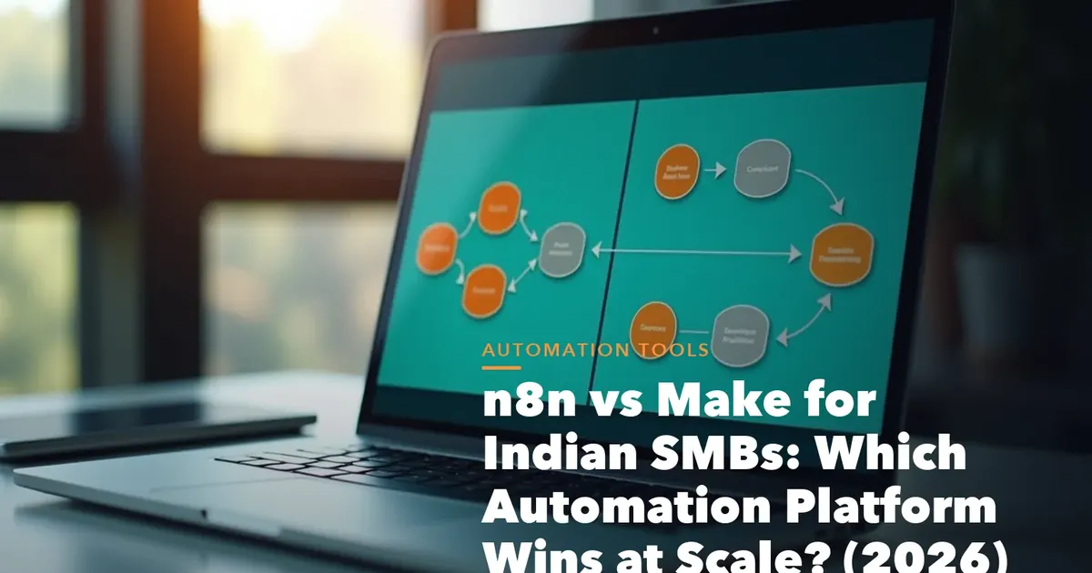 n8n versus Make comparison visual showing self hosted workflows visual scenarios and India data control
