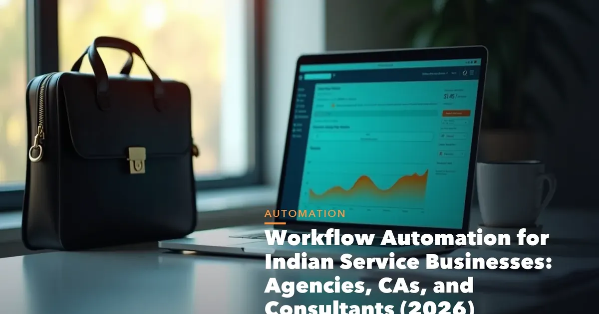 Workflow automation for service businesses visual showing client onboarding invoice follow-up GST tracking and reports