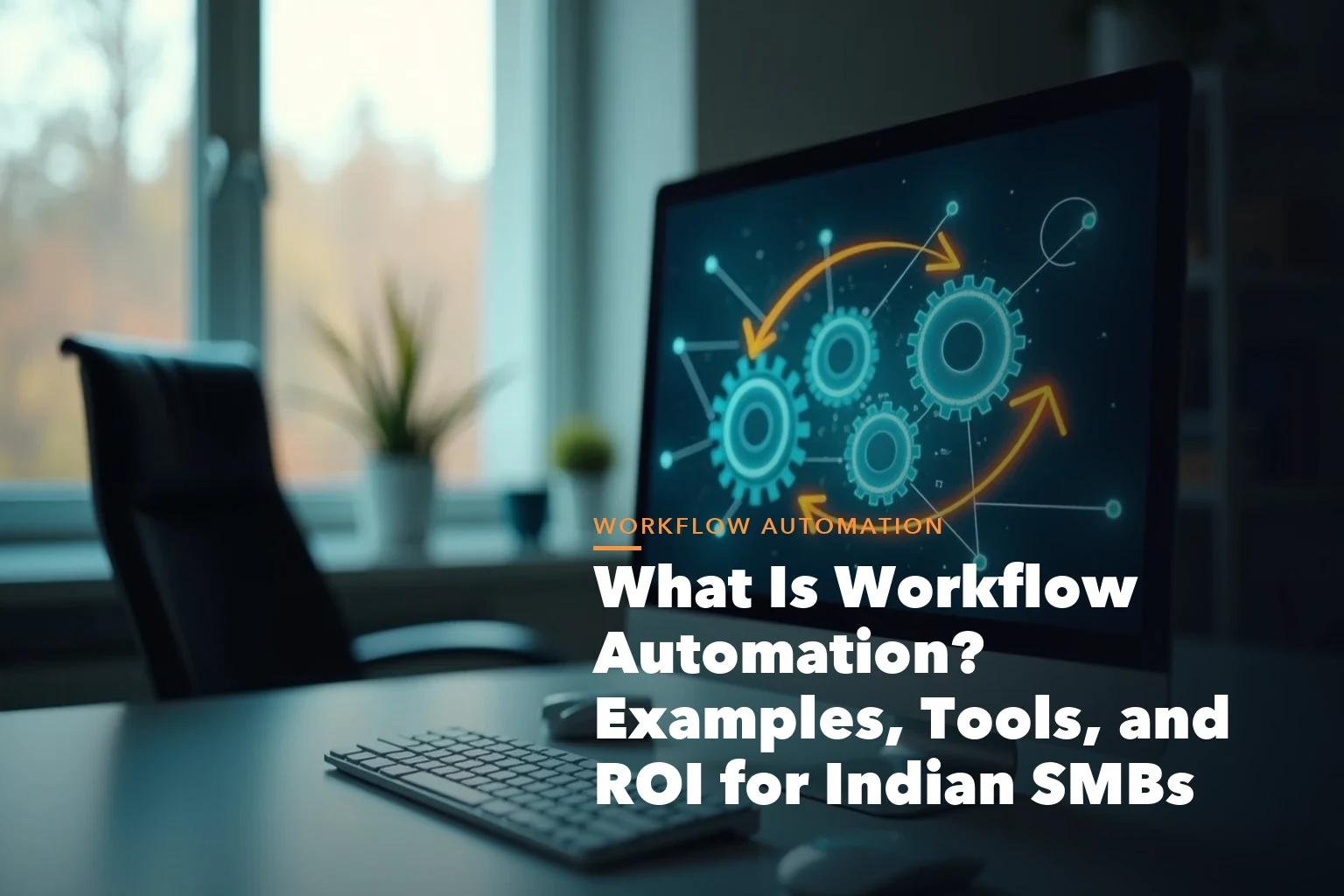 Workflow automation guide visual showing trigger condition action steps for Indian SMB operations